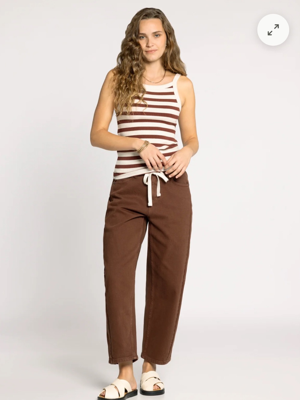 NWOT, Thread and Supply Rachel tank, brown / cocoa cream, Small